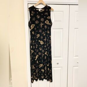 Y2k 90s Vintage Sleeveless Butterfly Floral Fish Ocean No Iron Maxi Dress - XL